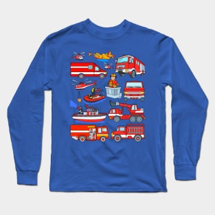 Fire Truck Design for Kids Long Sleeve T-Shirt